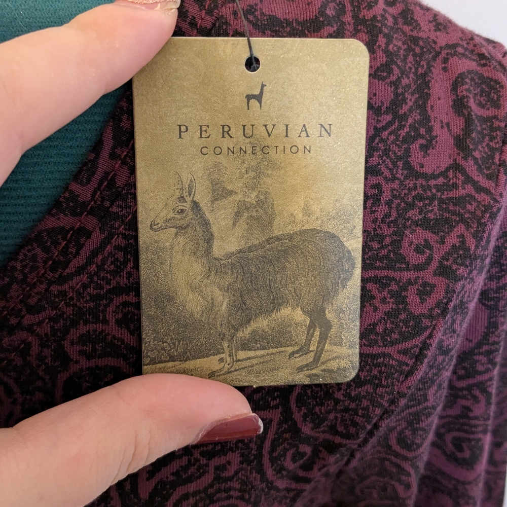 Peruvian Connection NWT sz S Genoa Henley Tunic Purple Paisley Dress - Picture 4 of 5
